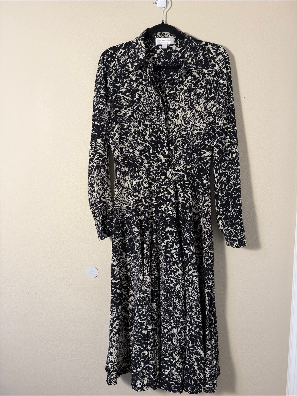 Michael Kors Collection Black Speckled Pony Maxi Shirtdress Size 4